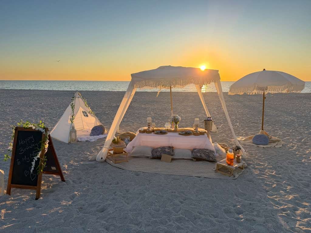 Luxury birthday picnic setup